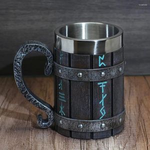 Mokken Viking Vintage Eiken Vat Bierpul Stein Met Roestvrij Stalen Liner Koffiekopje Thee Grote Capaciteit Pub Bar Party Gift