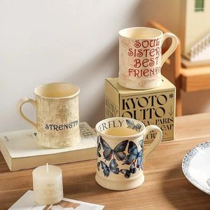 Tasses Vintage Cream Style Ceramic Mug French Aspect haut apparence Couple Couple Buanteur Paire d'eau Tasse de bureau