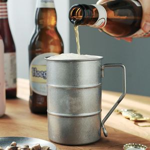 Tasses vintage brute en acier inoxydable tasse de café glax glaçage rouille avec poignée en bois thé lait bière de bière