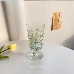 Mokken Vintage Glass Goblet Cup Tea Juice Coffee Milk Mok Creative Drinkware