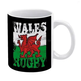 Mokken Wales Rugby Flying Dragon Flag White Mug Good Quality Print 11 oz Coffee Cup Welsh Engeland Drag