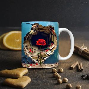 Tazas Taza De Agua Bebida Estantería Taza De Café De Cerámica Para Los Amantes De Los Libros Estante De Biblioteca Único Con Patrón Divertido Latte