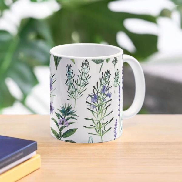 Tasses aquarelle Collection botanique d'herbes et d'épices tasse à café tasses personnalisables poterie drôle personnalisée