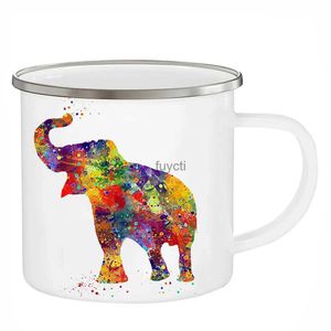 Mokken aquarel olifant kopjes kinderkamer kunst geëmailleerde mokken 12OZ kinderen kinderen geschenken koffiemokken thuis sticker sap melk water mokken drinkgerei YQ240109