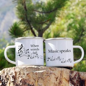 Tasses quand les mots échouent de la musique parle personnalisé en émail café couple fête vin bière de bière