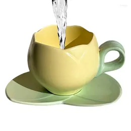 Tazas Cazas de té de pétalas de flores caprichosas Conjuntos de platillo floral recolectas acogedoras especial para la fiesta de té especial para jugo de chocolate leche