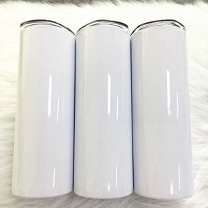 Tasses Blanc Blank Sublimation Tobusant 20oz en acier inoxydable avec couvercles scellés et bouteille d'eau de paille