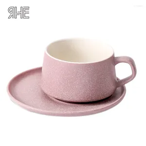 Tazas White Point Ceramic Coffee Cafet Taza de la oficina en casa con desayuno con platillo Jugo de leche Manejo de té de microondas Safe