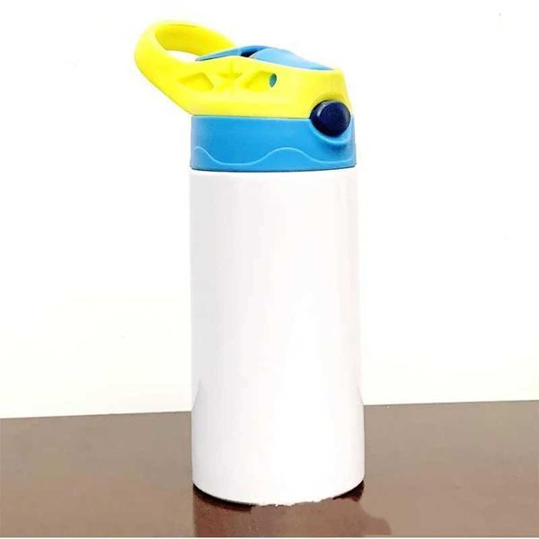 Tazas al por mayor 12oz sublimación niños vaso blanco sippy copa con botella de agua de acero inoxidable para niños regalo de cumpleaños 240410