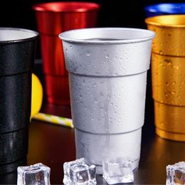 Tasses en gros 500 ml de qualité alimentaire de qualité alimentaire oxyde d'aluminium bambou à bière conjointe de bière verres empilables tasse pour le camping de fête en plein air personnalisé