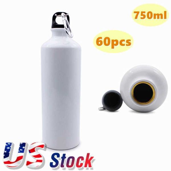 Tazas al por mayor 750ml Sublimación Metal en blanco Aluminio Sports Botella de agua Impresión Taje de senderismo Tour Climbing Travel Tumbler 240410