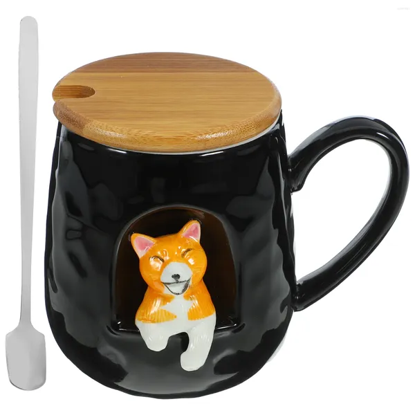 Tasses avec couvercle, tasse d'eau tendance, tasses de thé de bureau, tasse à café en céramique pour chien, Style de dessin animé