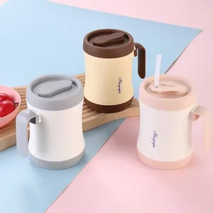 Tasses avec couvercle tasse à eau ménage ergonomique 304 tasse à café en acier inoxydable bureau isolé gobelet d'affaires