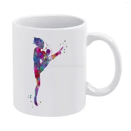 Tazas Mujer Boxer Kickboxer White Coffee Girl Gark Gift Tea Milk Cup Boxing Boxing Box Bickbox Watercolor W