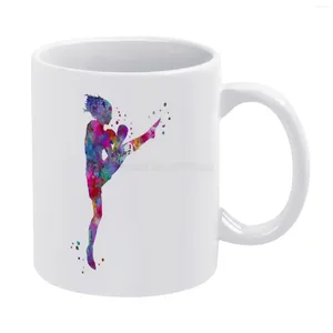 Tazas Mujer Boxer Kickboxer White Coffee Girl Gark Gift Tea Milk Cup Boxing Boxing Box Bickbox Watercolor W