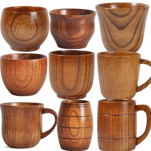 Tasses en bois gros ventre tasses à la main en bois d'épicéa naturel bière thé café lait tasse d'eau cuisine Bar Drinkware pour