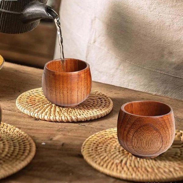 Tazas de madera Bourbon Vaso para beber Acabado a la antigua usanza Taza de té suave para vino Sake Agua Cóctel