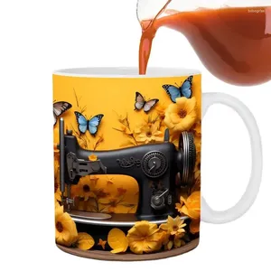 Tasses de tasses tasse de café 350 ml drôle pour les femmes en céramique 3D plate à couture peinte à plat tasse avec handle bureau