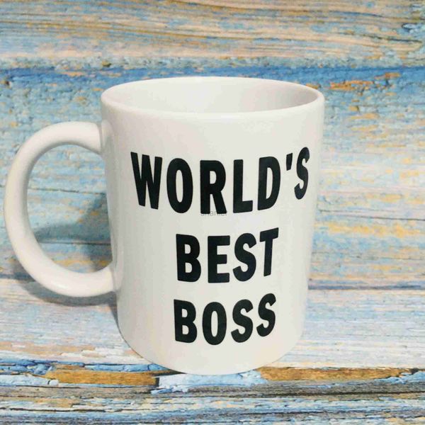Mugs World Best Boss Coffee Mug 11oz White Ceramic Tea Cup Office Bureau Café Mug Friends Gift Cup 240417