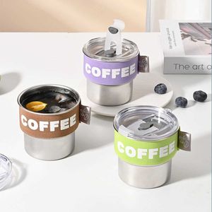 Tasses valent tasse à café en acier inoxydable tasse avec couvercle réutilisable tasse chaude et accessoire de café de bureau 400 ml J240428