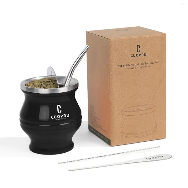 Tasses Yerba Mate Cup Bombilla Set - Le 5 en 1 comprend un shaper moderne (set)