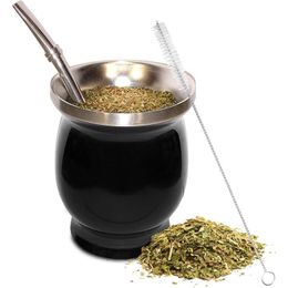 Tasses Yerba Mate Naturel Gourde Thé Tasse Ensemble 8 Onces Bombillas Paille Brosse De Nettoyage En Acier Inoxydable À Double Paroi Facile Clean306j