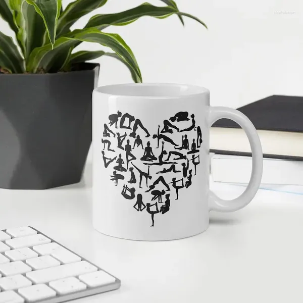 Mugs Yoga Lover Coffee Mug avec des poses Cadeau parfait pour un ami ou un enseignant