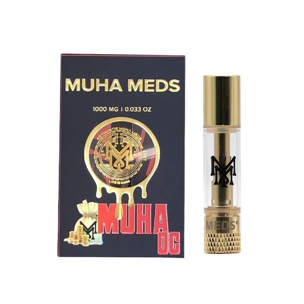 Muha Meds chariot cartouche vape vide 0,8 ml d'atomiseur de bobine en céramique 510 vaporisateur de réservoir de filetage Emballage 10 souches