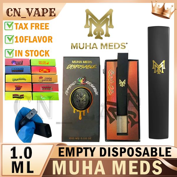 MUHA MEDS Disposable le plus récent 1.0 2.0 Muhameds Master Case Packaging Kits Kit jetables vide avec boîtes Hongkong en stock Pousses en gros navire rapide