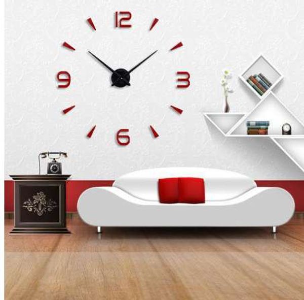 MuhSein Super Big Wall Clock Horloge en métal acrylique Miroir Super Big Great Numérique Wall Montres Horloges Livraison Gratuite