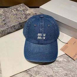 Mui Mui Classic Denim Baseball Cap Luxury Designer Waste Summer Sun Hat voor mannen en vrouwen