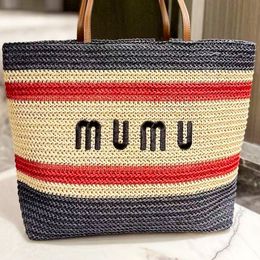 miumiubag boutique d'été grand sac de plage design pour femme rayure raphias paille pochette épaule crochet sac fourre-tout sac à main de luxe hommes bandoulière embrayage sacs de tissage