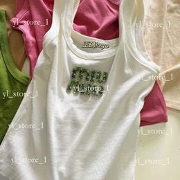 Mui Mui T-shirt Women's T-shirt Designer Tee Summer Miui Nail Perle LETTRE HEURD INDUSTRIE CHIL