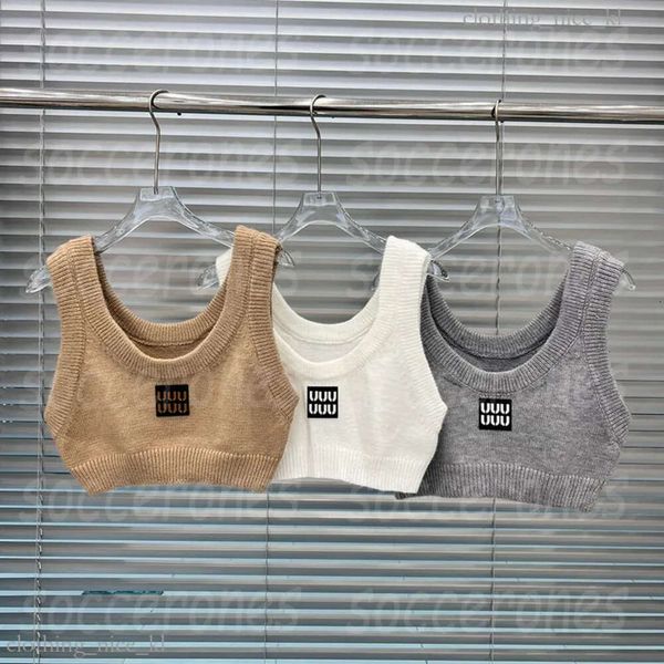 Mui Mui Camiseta sin mangas Mui Luxury Women Singlet Tops Carta Tanques de punto Sin mangas con encanto Camisetas sin mangas con fondo Suéter recortado Camis 736