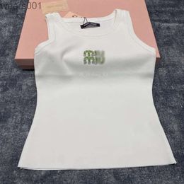 MUI Top Designerswomens Tanks ANAGRAM-Embroidered Cotton-Blend Tank Shorts Designer Suit en tricot Femme Femme Tops 271 9gav