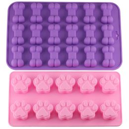 Mujiang puppy hond poot en bot ijs trays siliconen huisdier traktatie mallen zeep chocolade jelly snoep schimmel cake decorating bakvormen