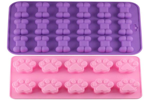 Mujiang Cachorro Perro Pata y Hueso Bandejas de Hielo Silicona Pet Treat Moldes Jabón Chocolate Jalea Caramelo Molde Decoración de Pasteles Hornear Moulds3101860