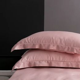 Taie d'oreiller en soie de mûrier, enveloppe de couleur unie, taie d'oreiller Pure, couverture de literie pour sommeil sain, 2 pièces, 240306
