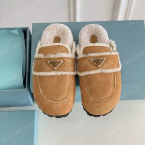 Topkwaliteit Suède Bont Slipper Muiltjes Flats schoenen Trend Pluizige Harige slipper Slides voor dames Luxe Designer Winter warme wollen slipper Sandalen