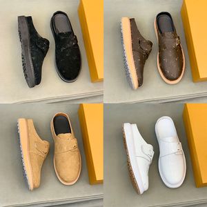 Pantoufles en cuir mulet rond Chaussures décontractées design sans backage quilting matériel 100% cuir hommes mule pantoufle chaussures de princesse taille 38-46