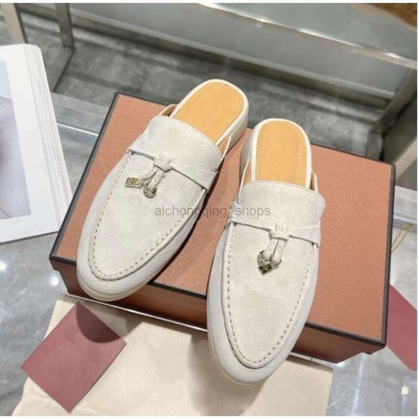 Mule Locages en daim Femmes Loro Slippers Flats LP LOAFERS REAL SUEDED MOCCASIN LUXE Designer Chaussures SCHUHE SLIP-ONS BABOUCHE BABOUCHE CHARMES TIME 35-42