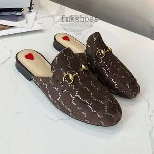 Mules Pantoufle en cuir 100% cuir véritable Mules de luxe Taille 34-46 Femmes Hommes Jacquard Cuir Pantoufle Jumbo Toile Chaussures Horsebit Pantoufles 1.25 a50