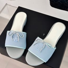 Muilezels vrouw ontwerper sandaalronde tenen platte hak fluweel lederen slipper dikke slip op platform hiel strings bowtie borduurwerk vintage flip-flops slingbacks casual