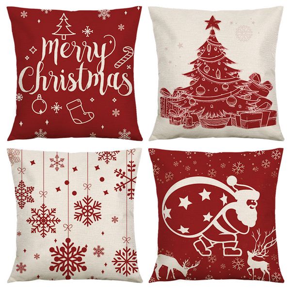 Mulit Designs Christmas Pillowcase Lino Salón Dormitorio Cojín Venta al por mayor 45x45cm