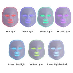 Multi 7 couleurs Pdt LED Photon Light Masque de rajeunissement de la peau du visage FIR rouge bleu Thérapie blanchir et élimination des rides lumière rouge problème de peau du visage récupérer