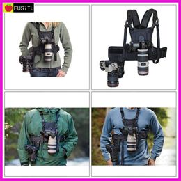 Freeshipping Multi Camera Carrying Chest Harness System Vest met Side Holster voor Canon Nikon Sony DSLR Camera's