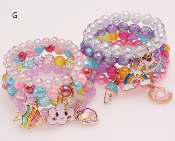 Multi bonbons perles enfants chanceux bijoux Bracelet enfants heureux amour coeur bracelets à breloques fille étudiant cadeau