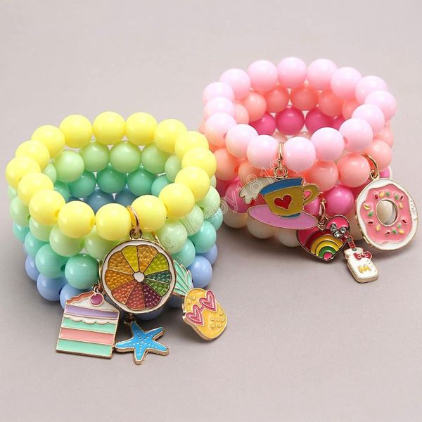 Multi bonbons perles enfants bijoux chanceux Bracelets enfants heureux amour coeur bracelet à breloques bébé accessoires cadeau