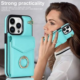 Multi Card Bag Leather Wallet Case Voor Iphone 14 Pro Max 13 12 11 Se X Xr Xs Max 8 7 Plus Rfid Ring Houder Stand Cover