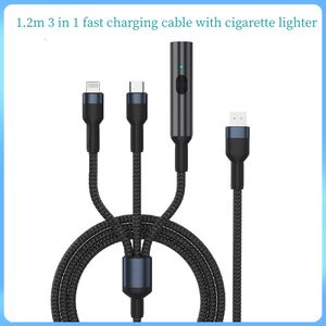 Câble de charge multiple 3 en 1, cordon de charge rapide universel, allume-cigare, Port USB de Type C